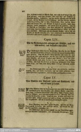 Caput LIV. Wie die Rechnungen sich anfangen und schliessen, auch verlesen werden, und beschaffen seyn sollen