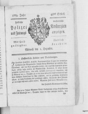 48tes Stück., Ausgabe vom 1. Dezember 1779