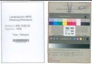 Entnazifizierung Tillmann Trier , geb. 21.08.1886 (Beamter)