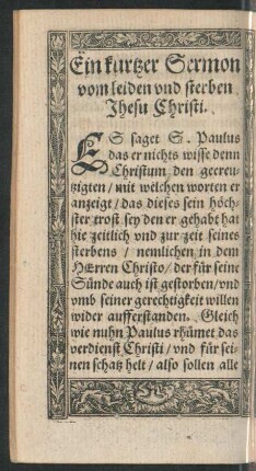 Ein kurtzer Sermon vom leiden und sterben Jhesu Christi.