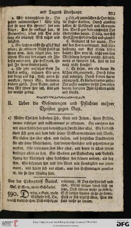 II. Uber die Gesinnungen und Pflichten wahrer Christen gegen Gott