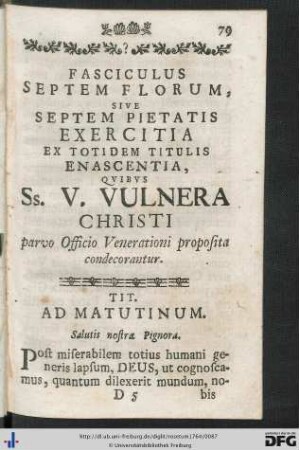 Fasciculus Septem Florum, sive Septem Pietatis Exercitia.