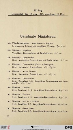 Donnerstag, vormittags 10 Uhr (Nr. 354-564)