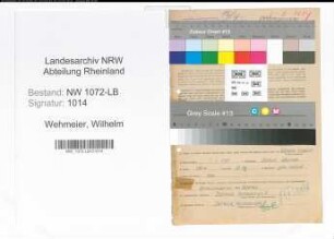 Entnazifizierung Wilhelm Wehmeier , geb. 07.01.1898 (Buchhalter)