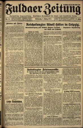 Ausgabe vom Mittwoch, den 07. März 1934.