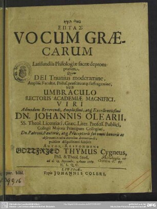 Heptas vocum Graecarum e latifundiis philologiae sacrae deptomptarum