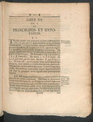 Tit. I. De Pignoribus et Hypothecis