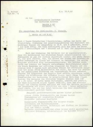 G. Welter, Die Ausgrabung des Diktynnaion. I. Einsatz