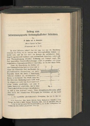 Beitrag zum Schwärzungsgesetz lichtempfindlicher Schichten