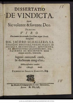 Dissertatio De Vindicta