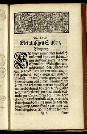Von denen Metallischen Saltzen.