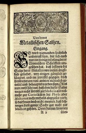 Von denen Metallischen Saltzen.