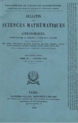 Tome III. Janvier 1879.