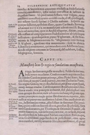 Caput IV. Monasterij locus & regio ex fundatione monstrata.