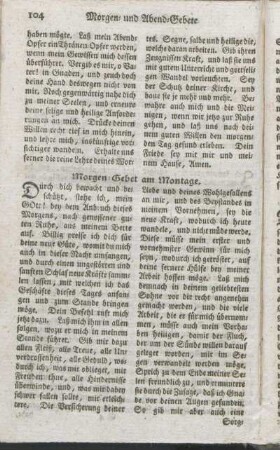 Morgen-Gebet am Montage.