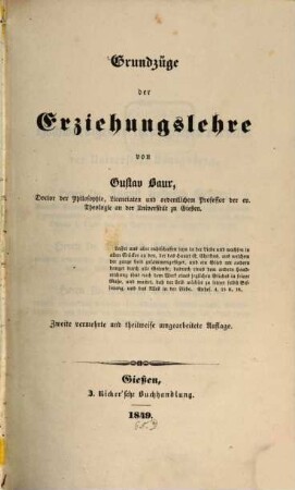 Grundzüge der Erziehungslehre