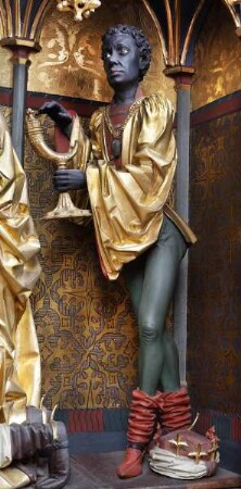 Geisenheimer Dreikönigsaltar — Die Anbetung des Christusknaben durch die Heiligen Drei Könige im Beisein Josefs — Balthasar