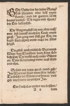 GOtt Vatter der du deine Sonn/ || Lest scheynen vber böß vnnd || fromb/