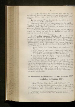 Die öffentlichen Badeanstalten auf der deutschen Städteausstellung in Dresden 1903.