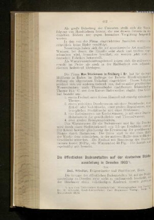 Die öffentlichen Badeanstalten auf der deutschen Städteausstellung in Dresden 1903.