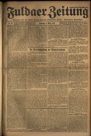 Erste Ausgabe vom Samstag, den 09. März 1929.
