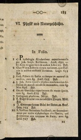 185-203, VI. Physik und Naturgeschichte