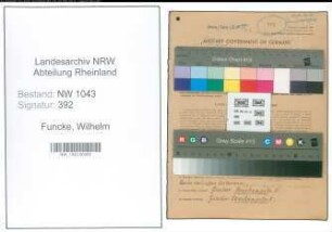Entnazifizierung Wilhelm Funcke , geb. 28.03.1890 (Apotheker)