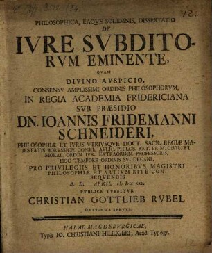 De ivre svbditorvm eminente