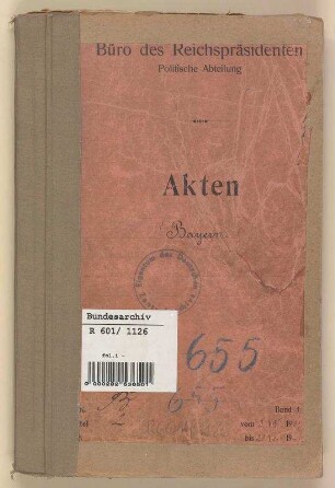 Verhältnis der Länder zum Reich.- Freistaat Bayern: Bd. 1