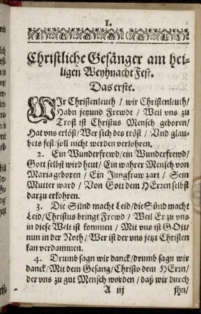 Christliche Gesänger am heiligen Weynacht Fest.