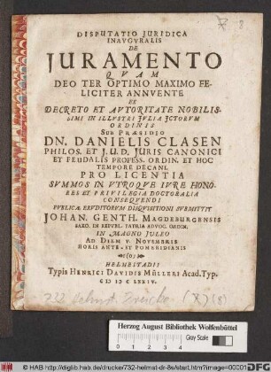 Disputatio Iuridica Inauguralis De Iuramento