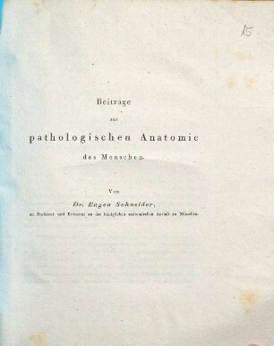 Beiträge zur pathologischen Anatomie des Menschen