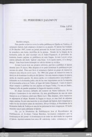 El Periodiko Şalom Oy Tilda Levi Şalom