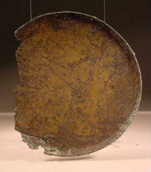 Etruskischer Spiegel (Fragment): Kopf mit phrygischer Mütze