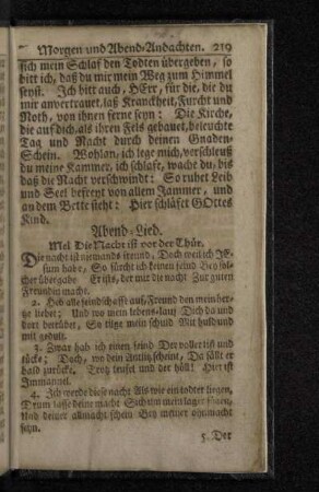 Abend-Lied. Mel Die Nacht ist vor der Thür.