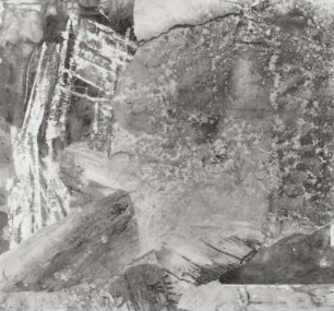 Abstrakte Landschaft mit großem roten Felsen