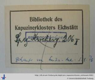 [Provenienz]: Kapuzinerkloster 