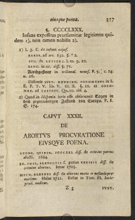 357-368, Caput XXXII. De abortus procuratione, eiusque poena.