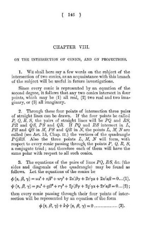 Chapter VIII. On the Intersection of Conics, and on Projections.