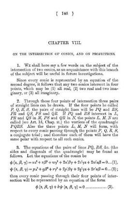 Chapter VIII. On the Intersection of Conics, and on Projections.