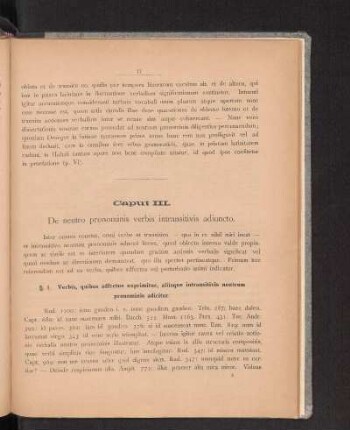 Caput III. De neutro pronominis verbis intransitivis adiuncto.