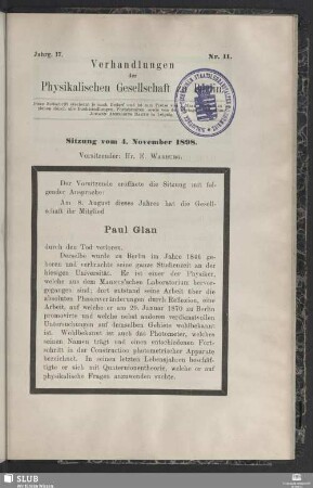 Sitzung vom 4. November 1898