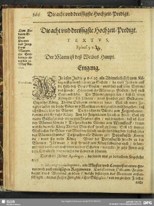 Die acht und dreissigste Hochzeit-Predigt