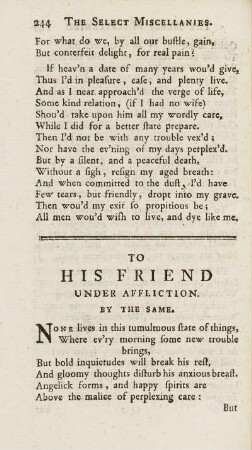 To His Friend Under Affliction