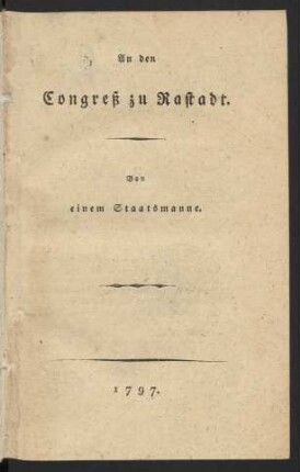 An den Congreß zu Rastadt