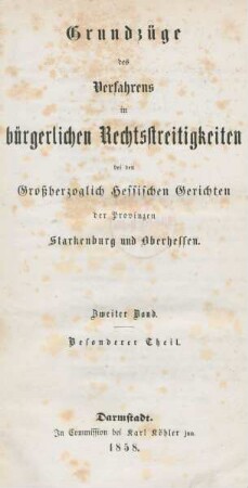 Bd. 2: Besonderer Theil