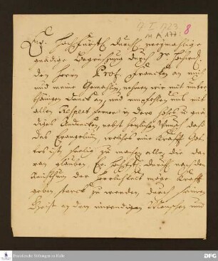 Brief von Heinrich XXIII. v. Reuß-Lobenstein an Gisela Agnes v. Anhalt-Köthen.