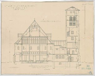 Fischer, Theodor; Planegg bei München (Bayern); Ev. Waldkirche - Längsschnitt