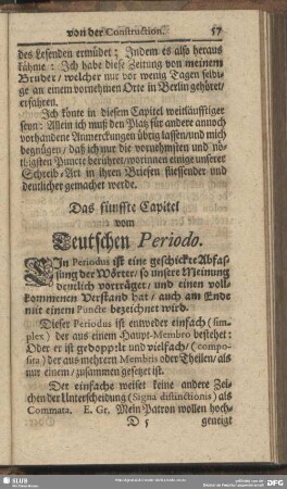 Das fünffte Capitel vom Teutschen Periodo