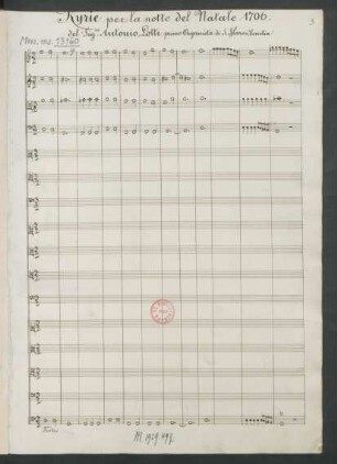 Kyrie; Coro (3), strings, b; d-Moll